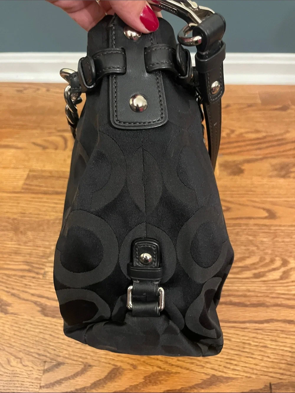 Coach Brooke Signature Canvas Hobo Shoulder Handbag Black no. 14147 COA